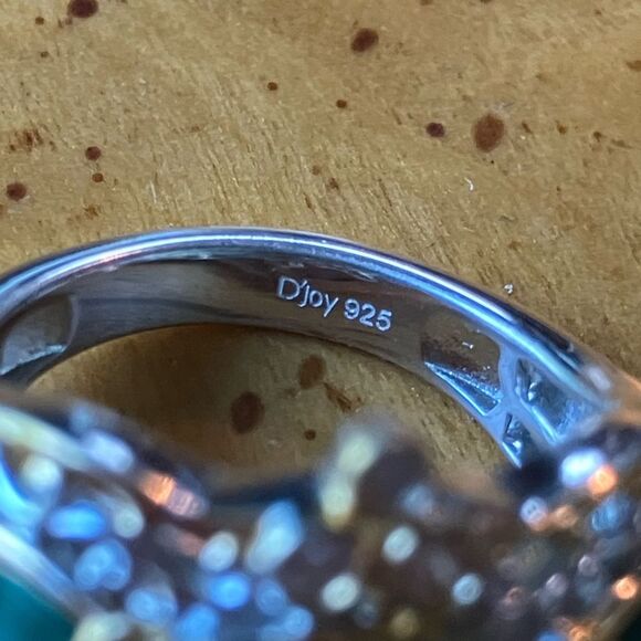 Natural Malachite Sterling Silver Ring Size 6 - Picture 6 of 9